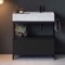 Console Sink Vanity With Marble Design Ceramic Sink and Matte Black Drawer, 35
